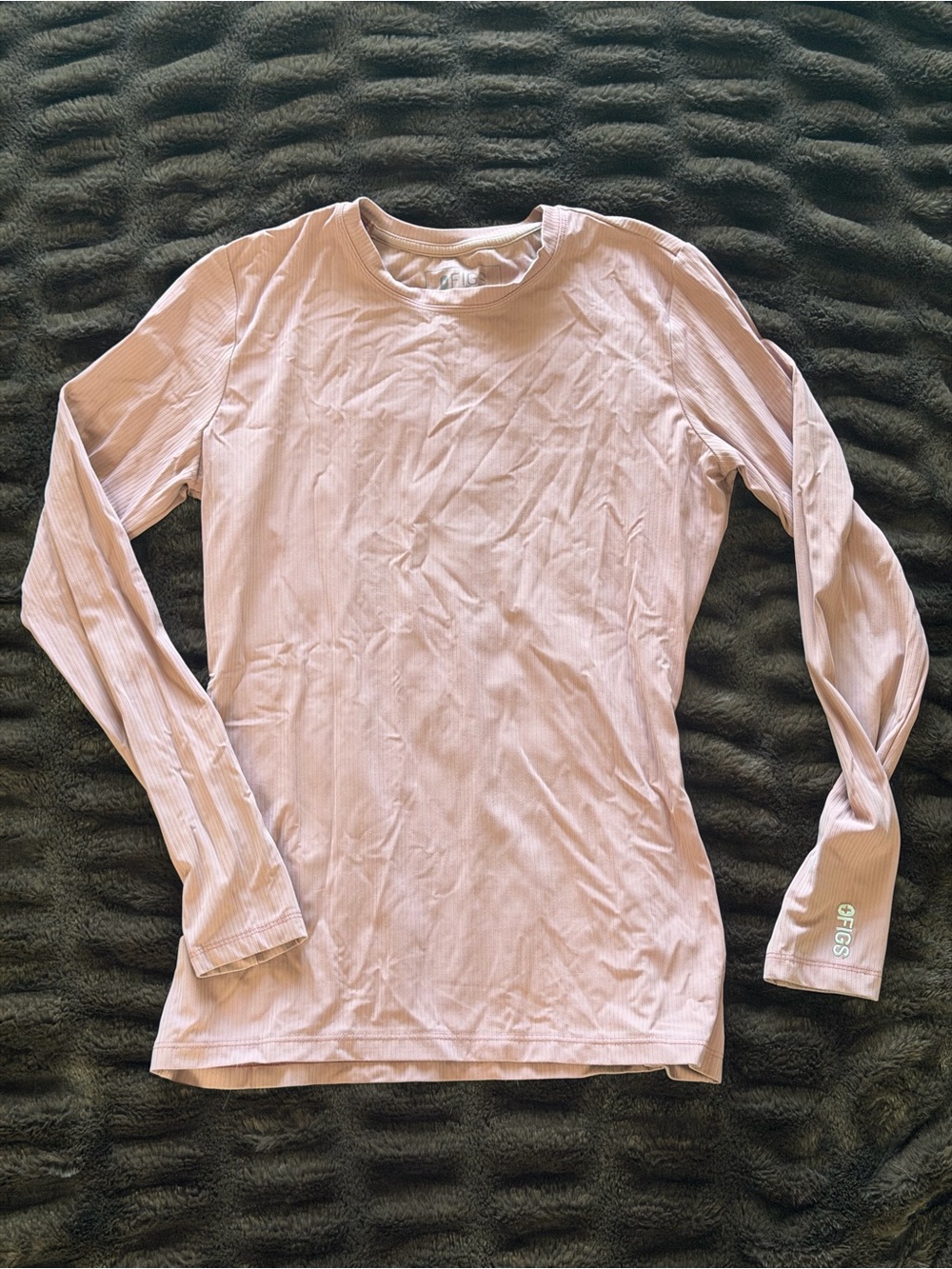 FIGS Women's Long Sleeve Ribbed Top in Pale Pink